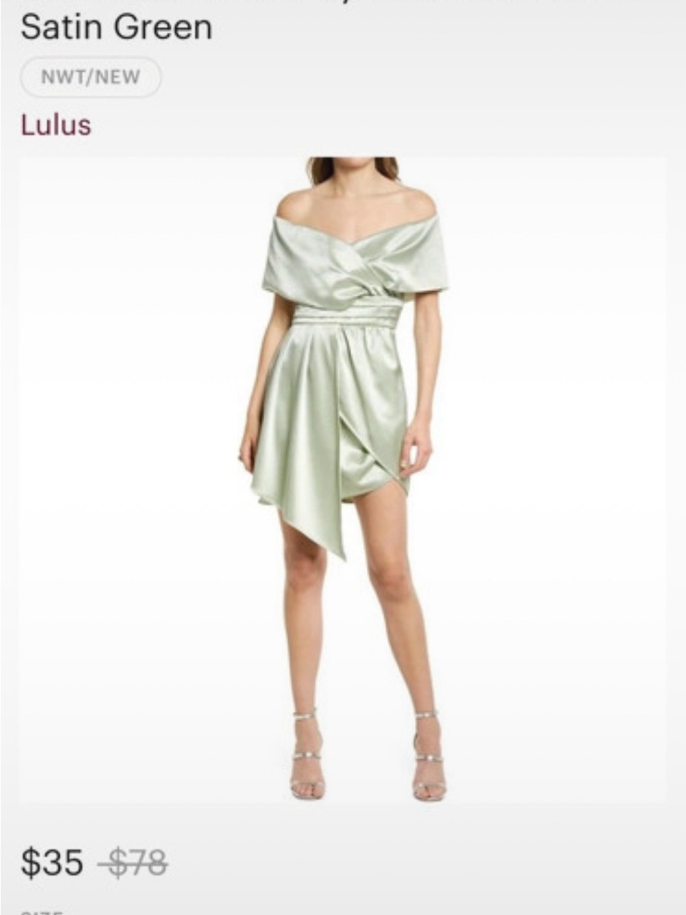 Lulu's Satin One-Shoulder Dress in Light Green